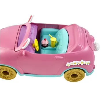 Widok wnętrza autka z fotelami oraz kierownicą