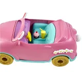 Widok wnętrza autka z fotelami oraz kierownicą