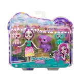 Zestaw Enchantimals prezentujący lalkę i pieski na wspólnej scenie zabawy