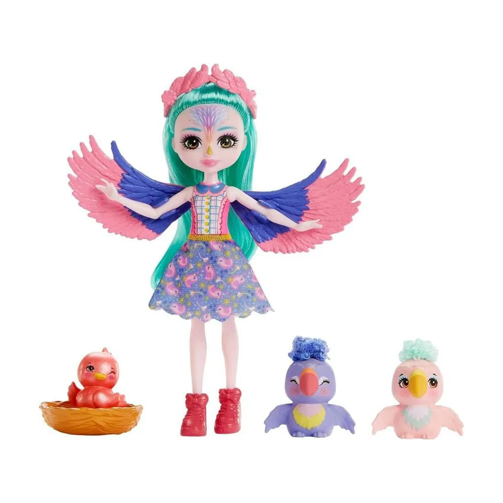 Rodzina papug dołączona do zestawu z lalką