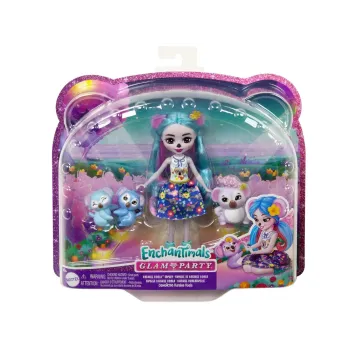 Zbliżenie na niebieską spódniczkę i buciki z buźkami pand