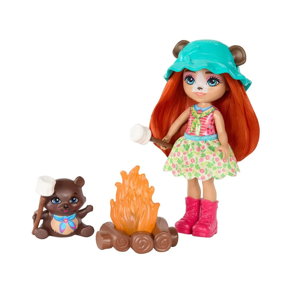 Zbliżenie na komplet namiotowy Enchantimals z ogniskiem