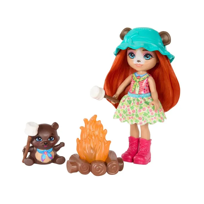 Zbliżenie na komplet namiotowy Enchantimals z ogniskiem