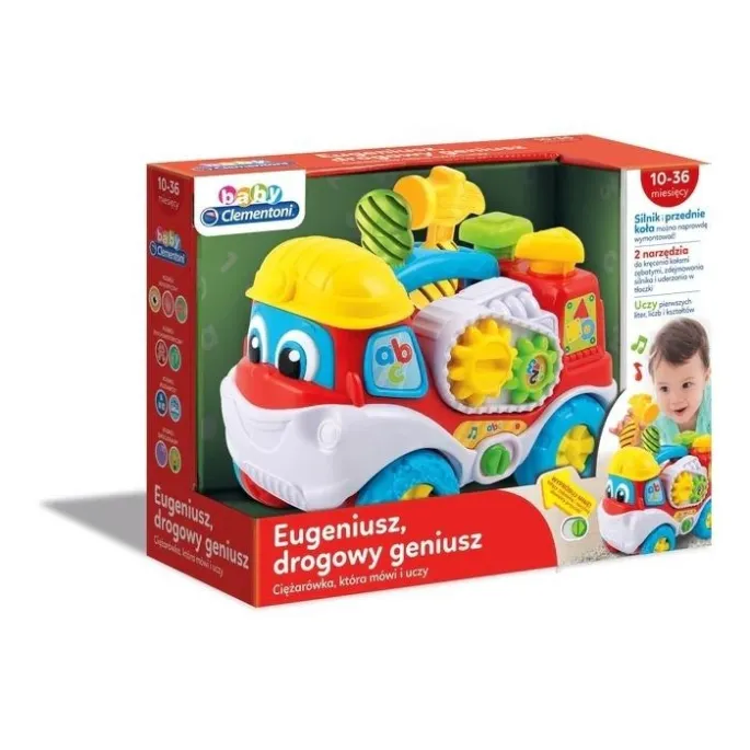 Kolorowa ciężarówka Eugeniusz drogowy geniusz z narzędziami dla dzieci