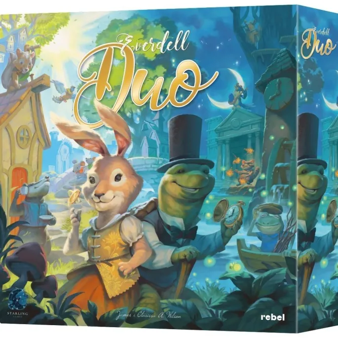 fragment rozgrywki Everdell Duo z kolorowymi kartami i planszą