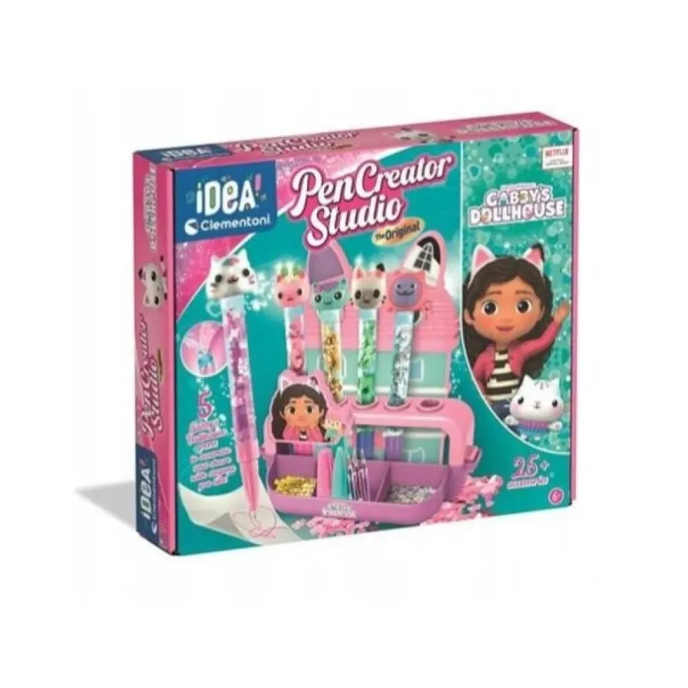 Zestaw Fabryka długopisów Gabby z pulpitami, długopisami i kolorowymi ozdobami