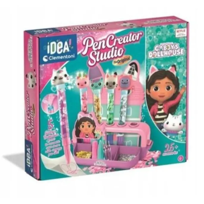 Zestaw Fabryka długopisów Gabby z pulpitami, długopisami i kolorowymi ozdobami