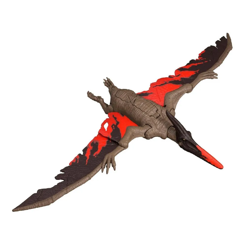 zbliżenie na głowę i dziób pteranodona z czerwonym akcentem