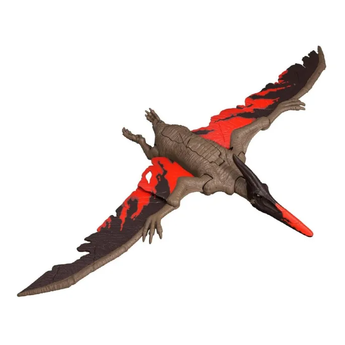 zbliżenie na głowę i dziób pteranodona z czerwonym akcentem