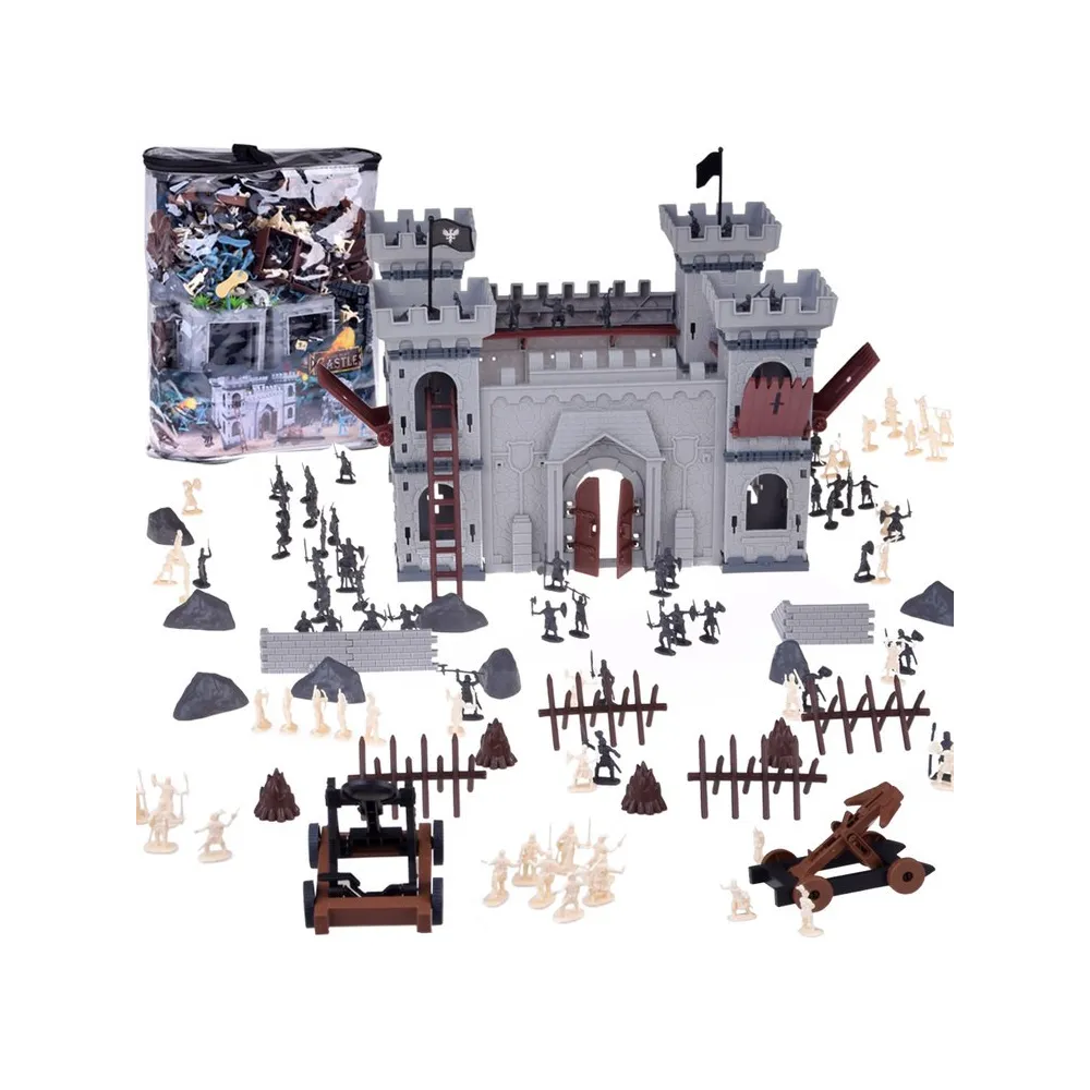 kompletny zestaw figurek żołnierzyków z zamkiem i akcesoriami