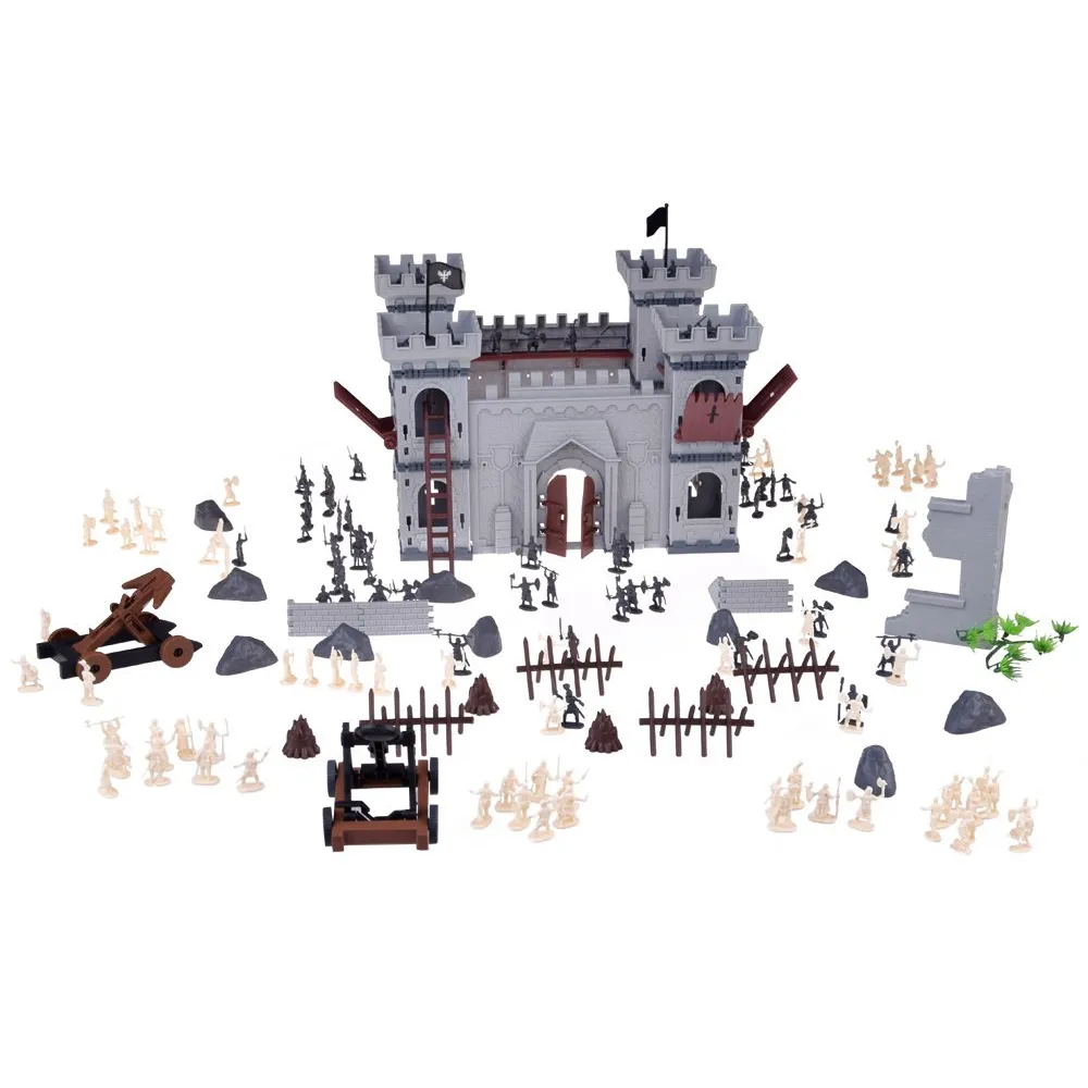 zbliżenie na żołnierzyków oraz rycerzy w różnych kolorach