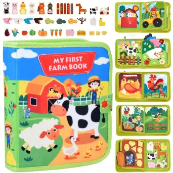 Książeczka manipulacyjna FARMA z filcu – okładka z kolorowymi elementami