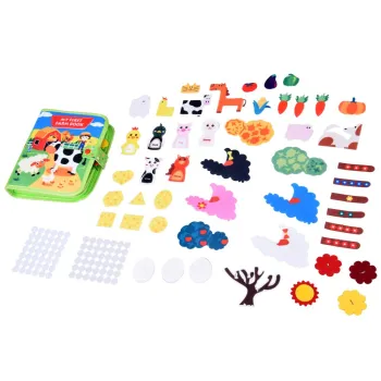 Filcowa książeczka manipulacyjna FARMA okienka naklejki na rzepy ZA6025