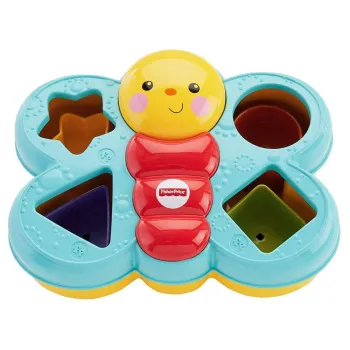 Fisher-Price motyl widok z góry z klockami obok zabawki