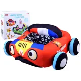 Fotelik pufa straż pożarna widok z przodu na czerwony motyw