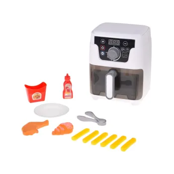 Zestaw zabawkowej frytkownicy beztłuszczowej z widocznymi dodatkami