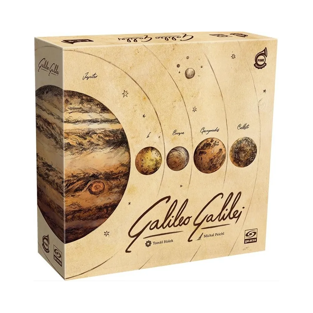 Plansza i elementy gry Galileo Galilei GALAKTA przedstawiające epokę odkryć