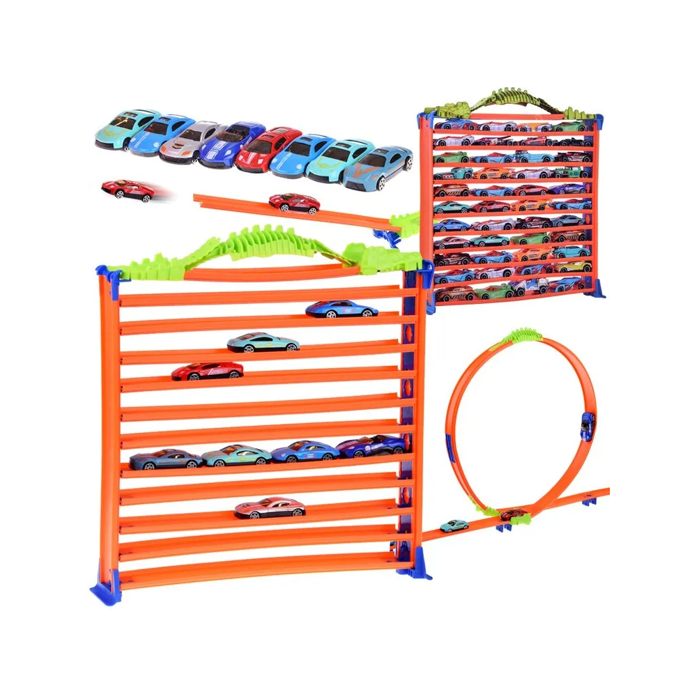 widok całego garażu parkingowego z torem pętli