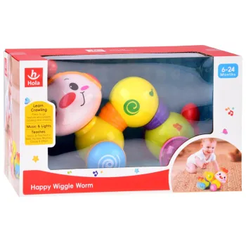 interaktywna gąsieniczka kolorowa w trakcie świecenia i grania melodii