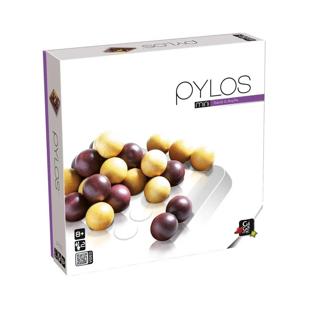 Drewniana plansza i kulki gry Gigamic Pylos Mini podczas rozgrywki
