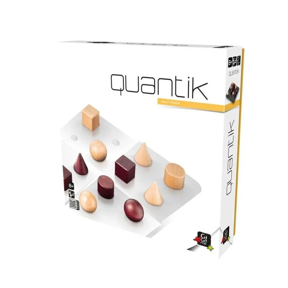 Zestaw Gigamic Quantik IUVI Games z drewnianymi pionami na planszy