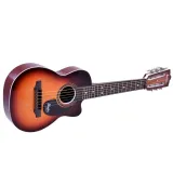 Zbliżenie na metalowe struny gitary dziecięcej