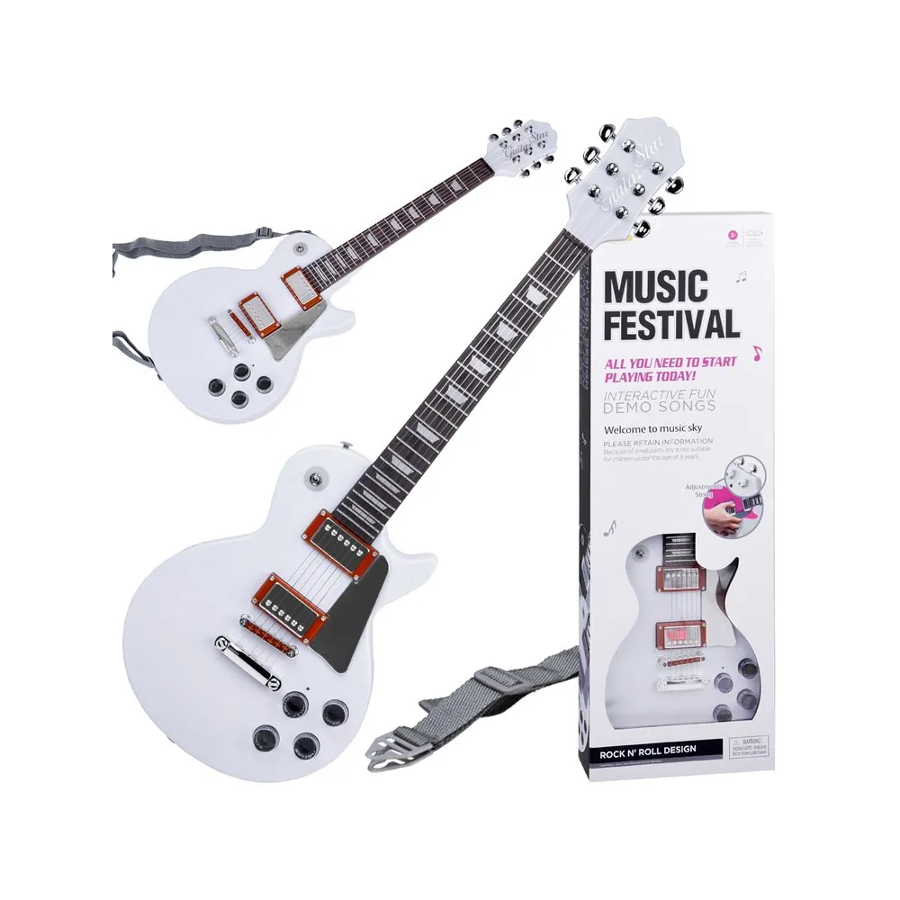gitara elektryczna zabawkowa z paskiem dla dzieci – widok ogólny