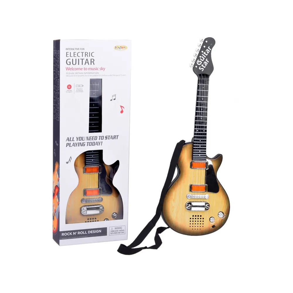 Gitara elektryczna zabawka dla dziecka z paskiem i metalowymi strunami
