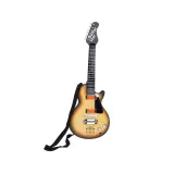 Zbliżenie na gryf dziecięcej gitary elektrycznej z przyciskami i światłami