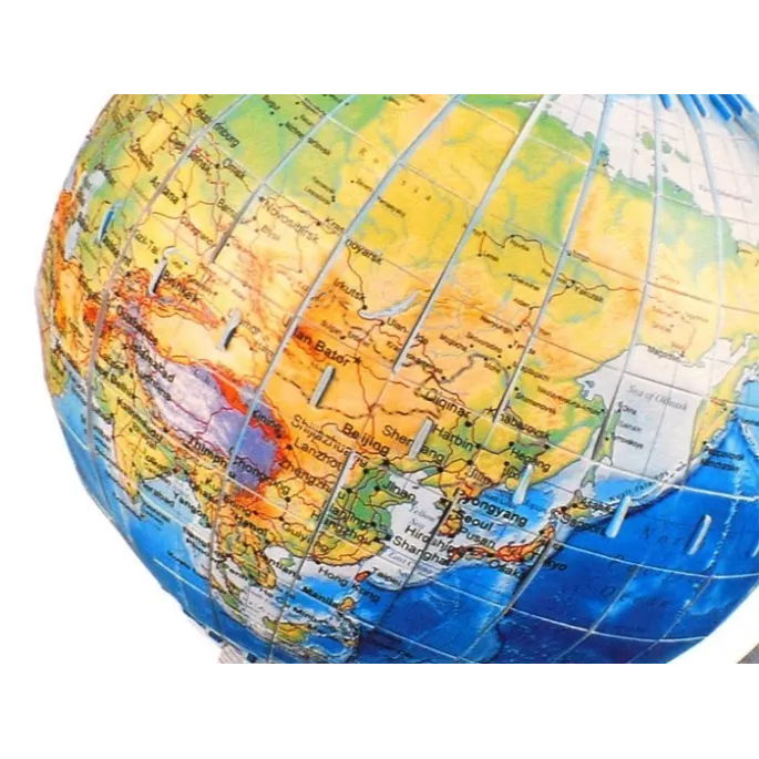 fragment kuli ziemskiej pokazujący kontynenty i oceany