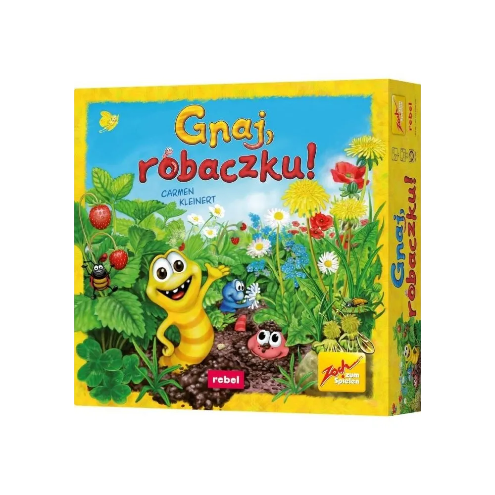 pudełko gry Gnaj, robaczku! ze wszystkimi elementami zestawu