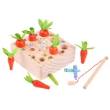 Zbliżenie na drewniane marchewki do dopasowywania w otworach