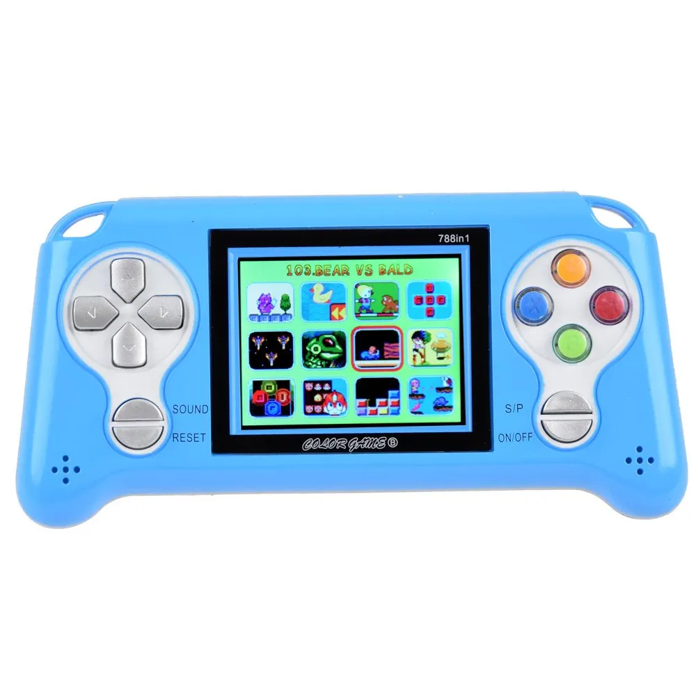 Zbliżenie na ergonomiczną klawiaturę konsoli gierka 70 gier