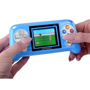 Konsola gierka w kolorowym opakowaniu, widoczna całość zestawu