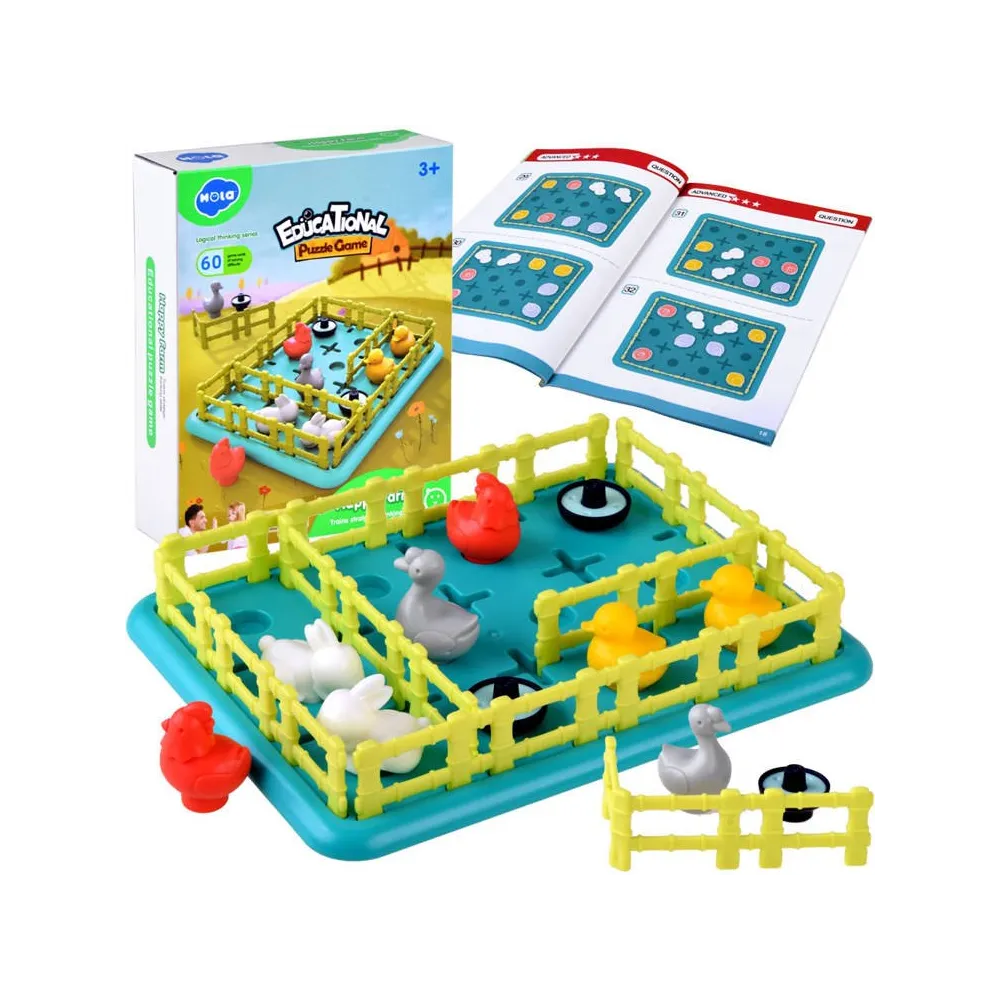 Gra logiczna Wesoła farma z planszą i zwierzątkami na stole