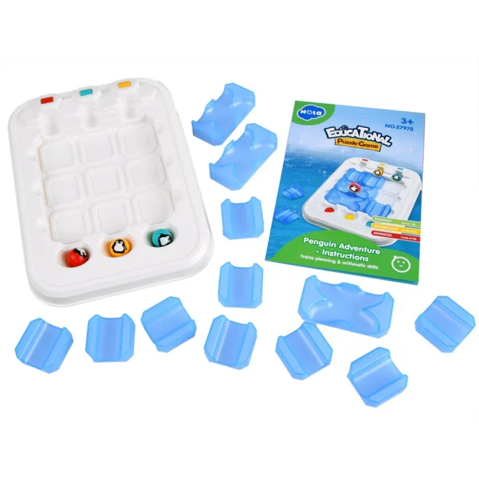 zbliżenie na elementy labiryntu i pingwinki na planszy