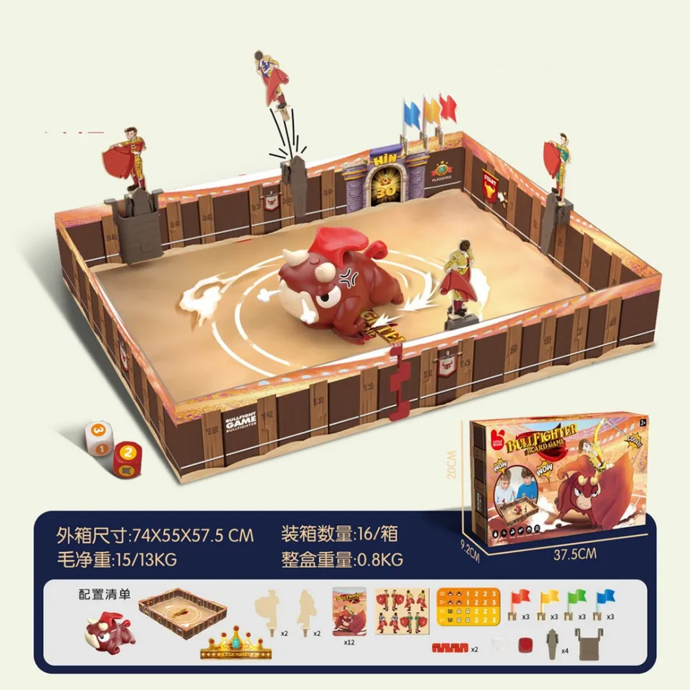 Gra planszowa Toreador z widocznymi elementami zestawu na stole