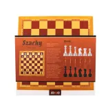 Zestaw figur szachowych w dwóch kolorach na planszy