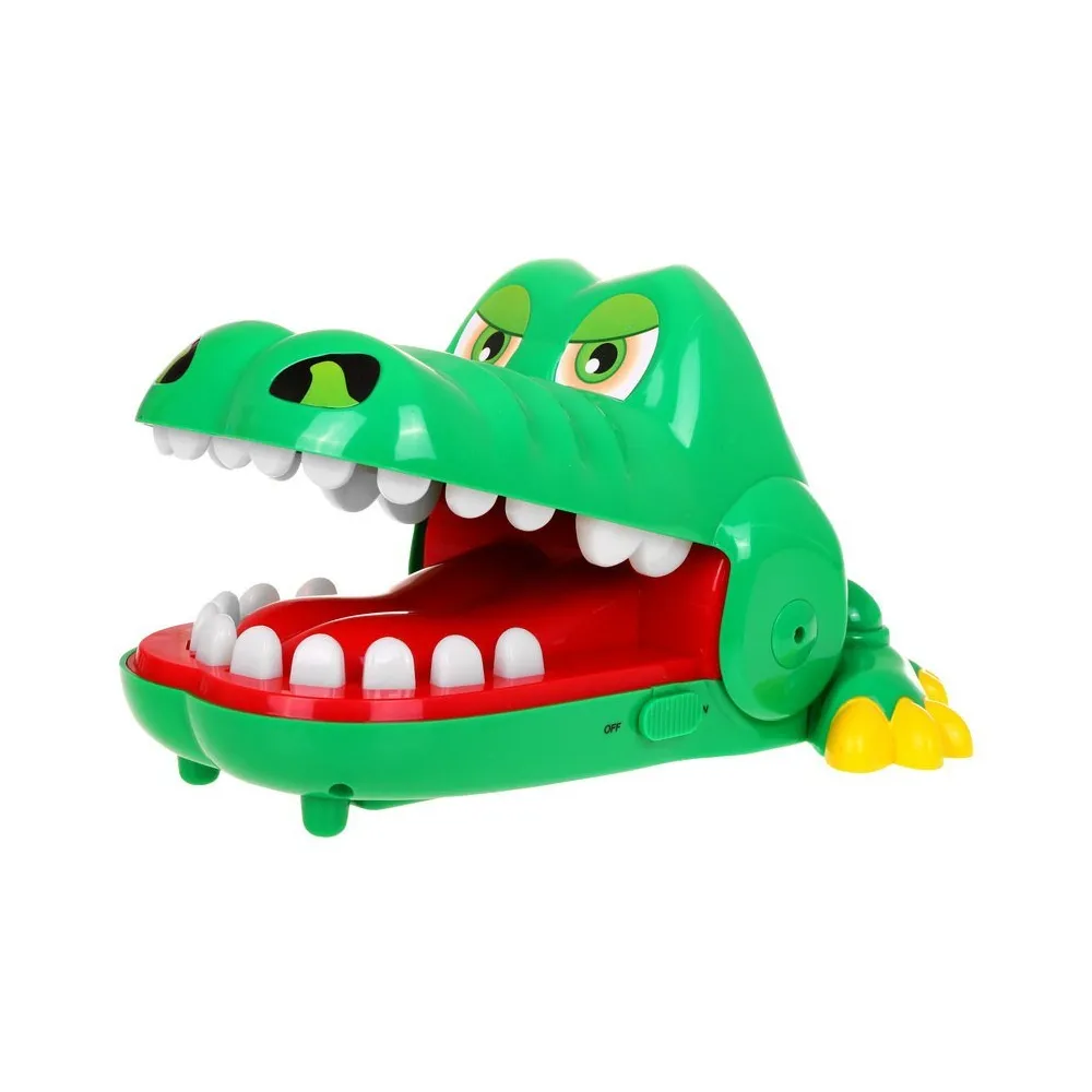 zbliżenie na kolorowe zęby krokodyla w grze zręcznościowej