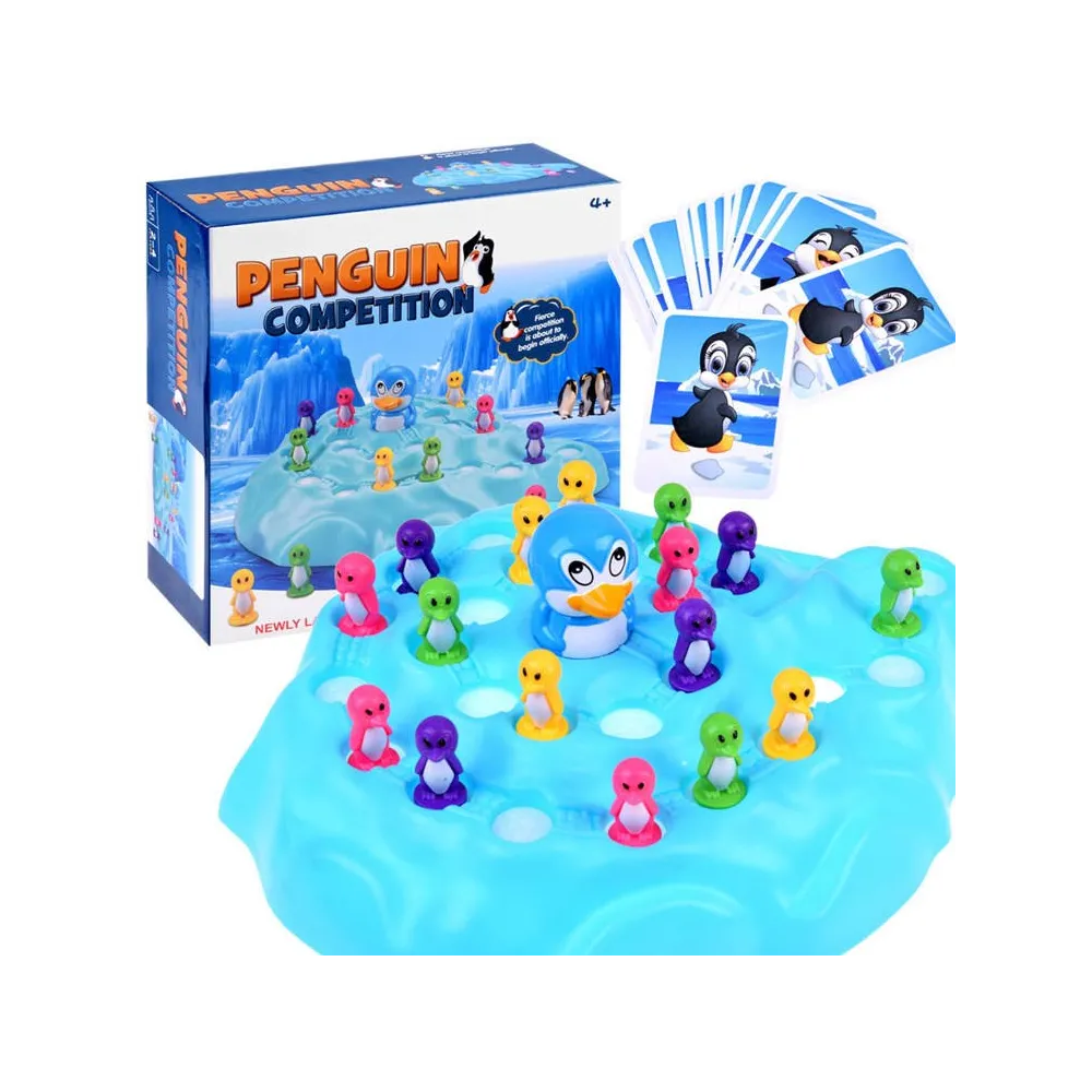 gra zręcznościowa pingwiny na górze lodowej w kolorowym pudełku