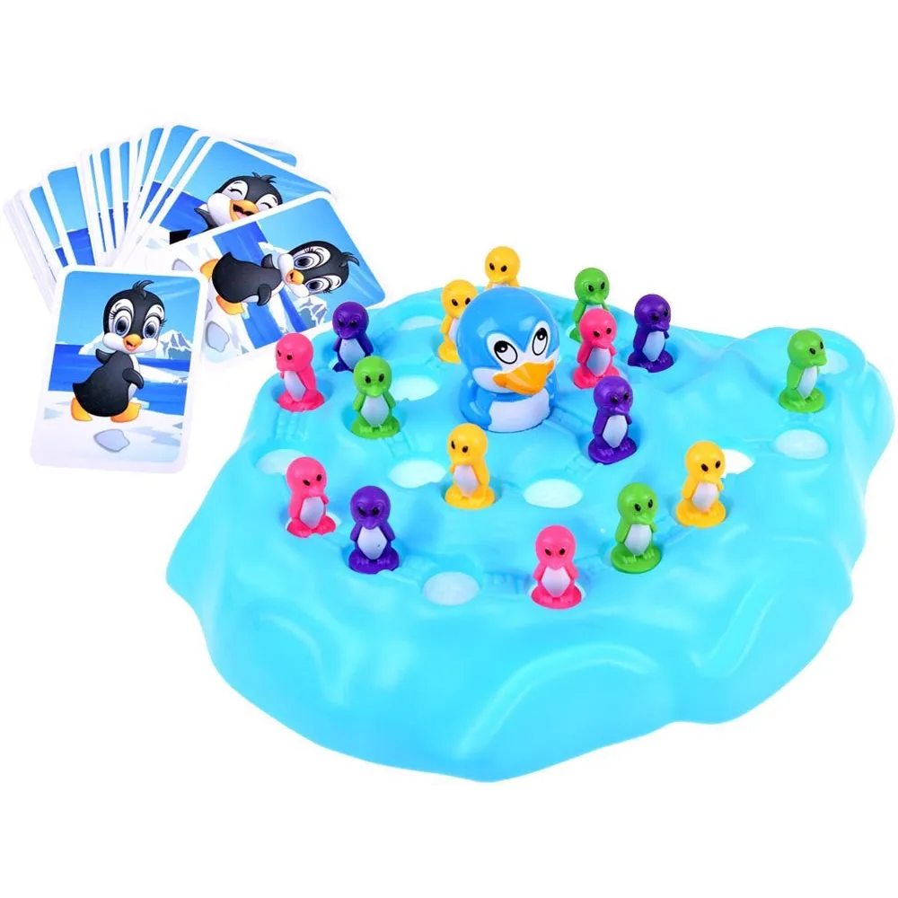 zbliżenie na planszę z kolorowymi pingwinkami