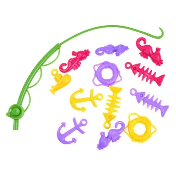 wędka oraz drobne morskie skarby z zestawu gry