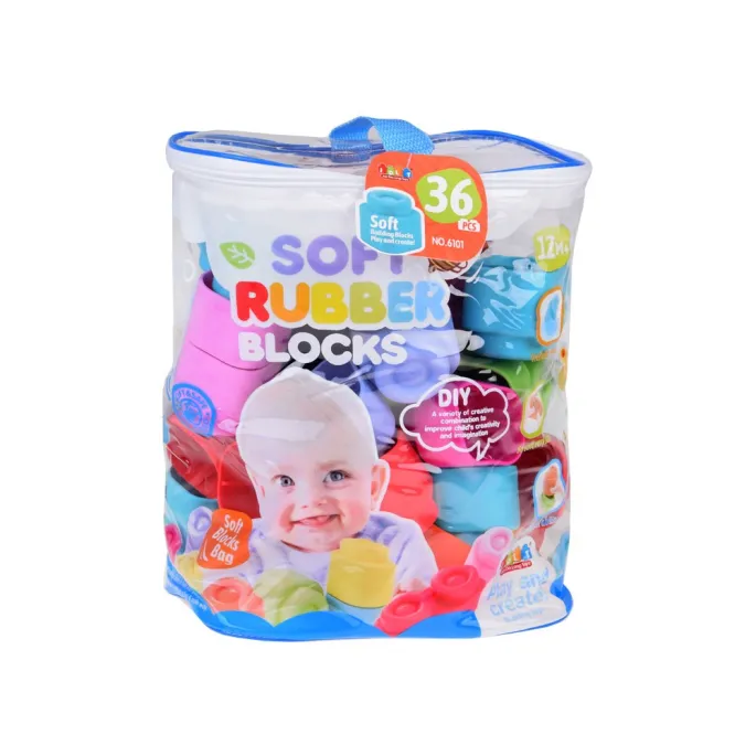 pojedynczy miękki gumowy klocek z widoczną strukturą i kolorem