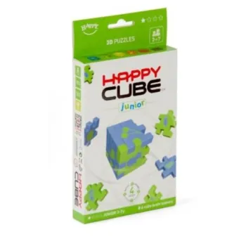 Zestaw sześciu kolorowych piankowych kostek Happy Cube Junior na białym tle