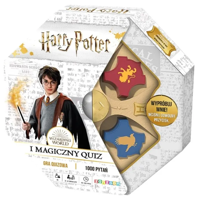 Opakowanie gry Harry Potter i Magiczny Quiz REBEL z widocznym logo i grafiką