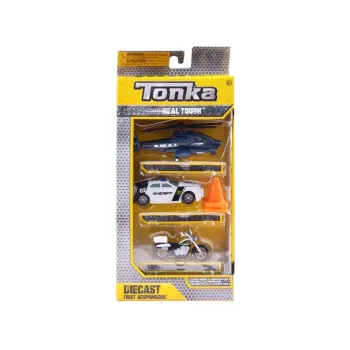 Hasbro TONKA Zestaw pojazdów POLICJA Różne metalowe autka + pachołki ZA3633