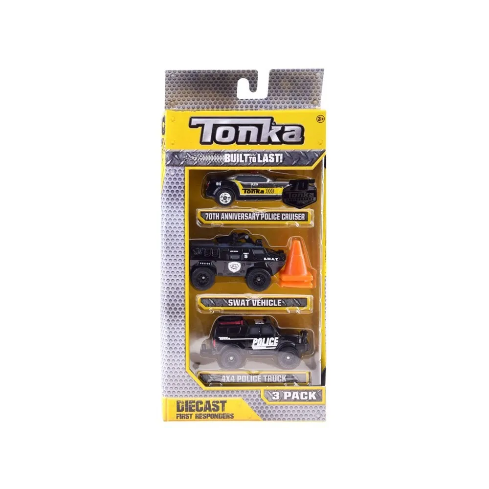 Zbliżenie na detal metalowego radiowozu Tonka z widocznym wyposażeniem