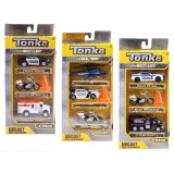 Elementy zestawu Tonka: opancerzone pojazdy SWAT i policyjne plus pachołki