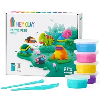 Kolorowy zestaw Hey Clay do modelowania egzotycznych zwierząt dla dzieci