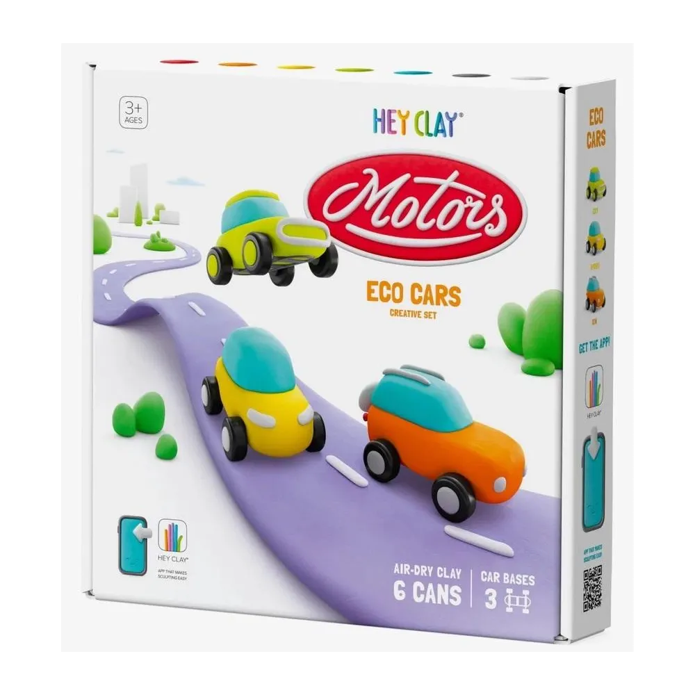 Hey Clay Eko auta – zestaw do modelowania kolorowych pojazdów z masy